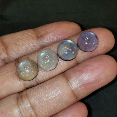 4Pcs Natural Light Blueish-green Fluorite Cabochons LOT. Size 11mm